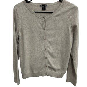 H&M Basic Beige Button-Up Long Sleeve Cardigan Sweater Sz Small Classic Layering